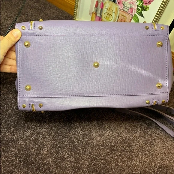 Versace Purple Versus Gold Studded Handbag w Detachable Strap Authenticated - Picture 9 of 10